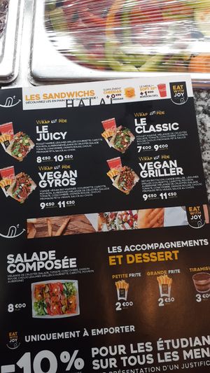 Le menu at Eat With Joy in Paris