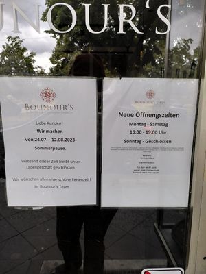 Juli 2023. Also scheint grundsätzlich noch offen zu sein at Bounour's in Frankfurt