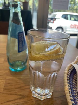 water with lemons  at Bounour's in Frankfurt