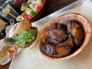 Bean burger and plantain   at BakeChop in Deland