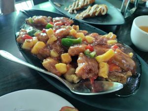 Sweet and sour 'duck' (tofu skins) at Vegsu in Panama City