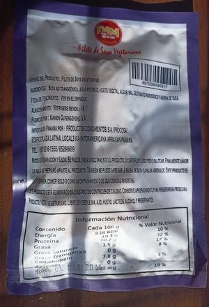 Filete de Soya Vegetariano (Pescado Vegano) - Ingredientes at Vegsu in Panama City