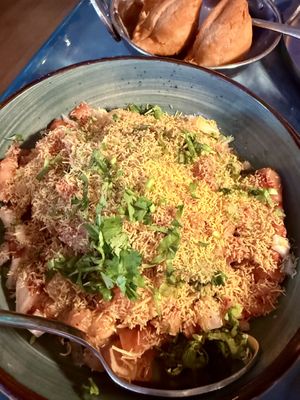  Vegan Samosa Chaat appetizer   at I Love Curry in Naples
