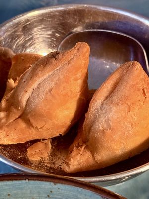 Vegan samosas appetizerr  at I Love Curry in Naples