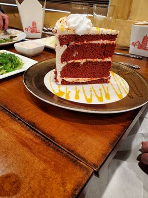 Red velvet cake at Sunflower Vegetarian Restaurant in Vienna