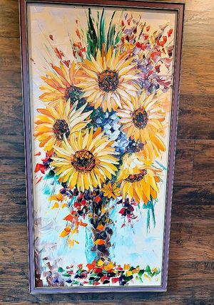 The place is filled with sunflower art. at Sunflower Vegetarian Restaurant in Vienna