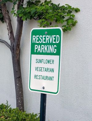 Plenty of parking at Sunflower Vegetarian Restaurant in Vienna