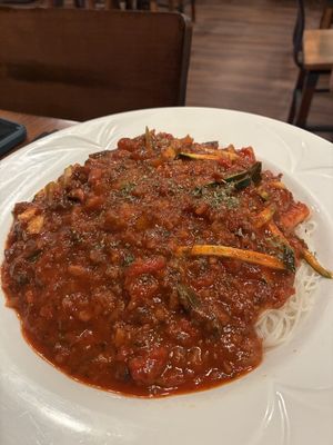 Bolognese with rice noodles #N7  at Sunflower Vegetarian Restaurant in Vienna