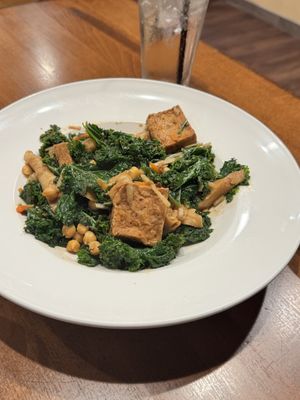 Kale with tofu and chickpeas (looks simple but seasoned fantastically)  at Sunflower Vegetarian Restaurant in Vienna