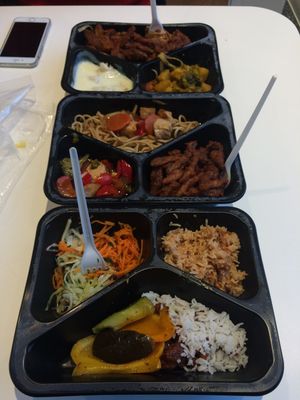 Take out lunch with my friends. We all agreed that their sweet chilli tofu was the best!  at Dhaba Beas - Vladislavova in Prague