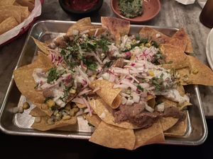 Vegan nachos. Decent taste, but sad toppings   at Diego's Cantina in University City