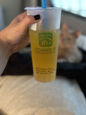 Mango flavored tea with lychee jelly at Corner 17 in St Louis