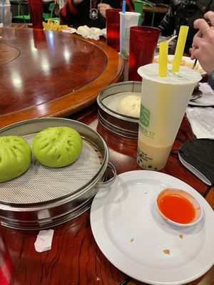 Vegan bao and oat milk boba  at Corner 17 in St Louis