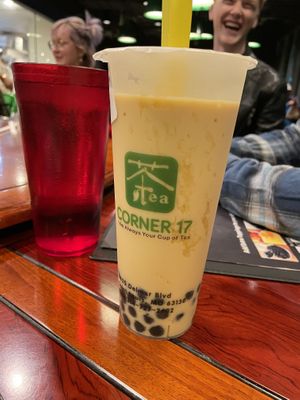 Oat milk mango boba  at Corner 17 in St Louis