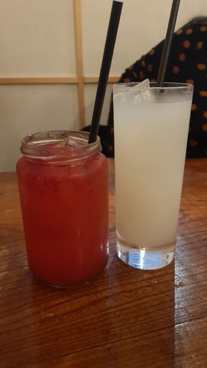 Homemade raspberry lemonade and lychee juice at Little Tokyo in Leeds