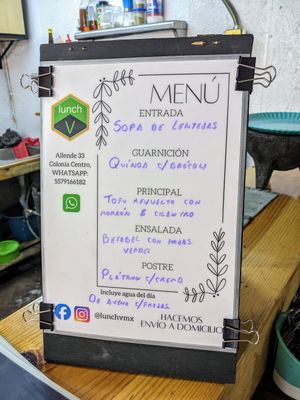 Menu of the day at LunchV - Delivery Only in Mexico City