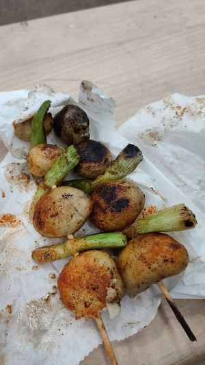 Grilled potatoes  at Fen Noodles in East London