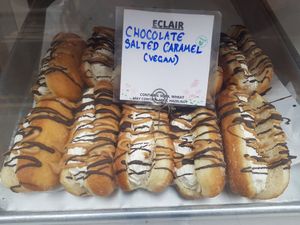 Chocolate salted caramel eclairs at Doe Bakehouse - City Centre in York