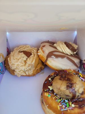 On the left - vegan coffee caramel and the foreground is vegan cookie dough at Doe Bakehouse - City Centre in York