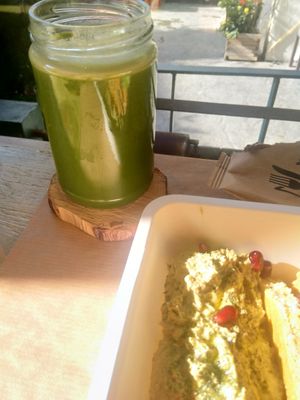 Green ginger juice at City Bliss in Athens