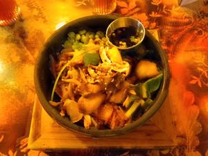 Wild mushroom and tofu donburi with soya sauce dip at Michael Wan's Wok Inn in Blackpool