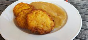 Potato rosti with apple sauce at Bauernstuben in Borkum