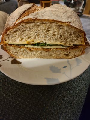 1/2 of a dogwood sandwich. Soo good! #Veganuary at For Goodness Bake in Calgary