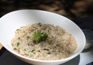 Vegan mushroom risotto! Think of any vegan or vegetarian dish and we got you covered! Come enjoy our wide selection of warm mouth watering meals! at Green Bean in Kampala