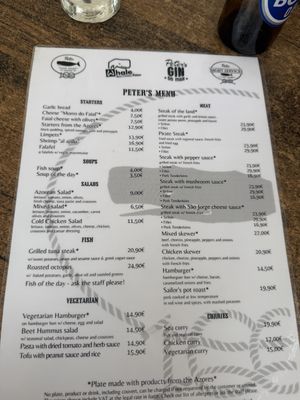 Menu  at Peter Café Sport in Faial