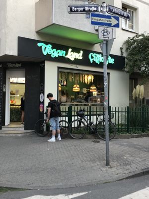 Outside  at Veganland in Frankfurt