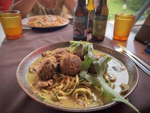 Lentil meatballs   at Caldeiras & Vulcoes in Sao Miguel