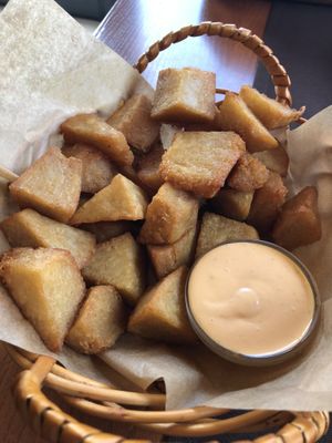 Fried yam (we left the dip as we were pretty certain it wasn’t vegan)   at Caldeiras & Vulcoes in Sao Miguel