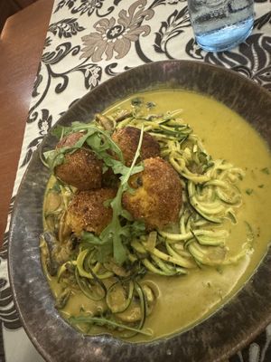 Lentil Meatballs and Zucchini Spaghetti   at Caldeiras & Vulcoes in Sao Miguel