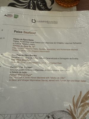 Seafood options  at Caldeiras & Vulcoes in Sao Miguel