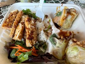 Teriyaki tofu with veggie summer rolls  at HomeStyle Thai Bistro in Dayton