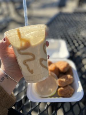 Tofu nuggs with chipotle mayo & the new pumpkin caramel shake 😍 at Plant City X in Warwick
