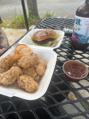 Plant burger with nuggets and Korean bbq  at Plant City X in Warwick