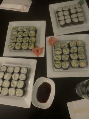 Cucumber and avocado rolls, 3-4 rolls per person if plenty for dinner to be full here  at Taste Of Japan Restaurant & Sushi Bar in Rochester