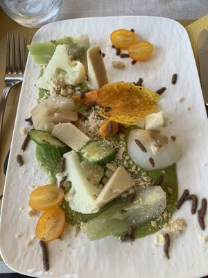 Vegan cheese and veggie plate (starter)  at Il Melograno in Terruggia