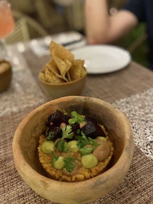 Coconut tinga with roasted beetroot  at La María in Campeche