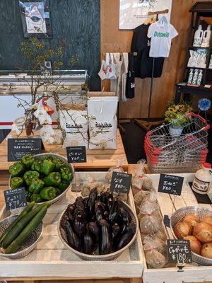 Local grown vegetables and goods at 8ablish in Toyama