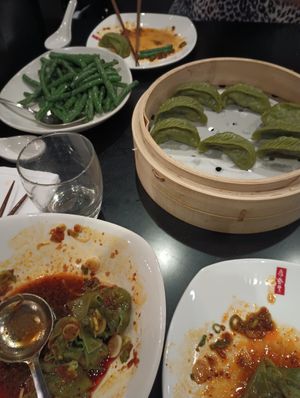 Green beans, vegan dumps, vegan bao not pictured at Din Tai Fung - Washington Square in Tigard