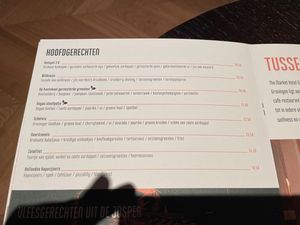 Menu at Café Willem Albert in Groningen