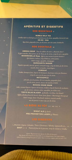 Carte at brEAThe Restaurant | Sushi végétal à Paris in Paris