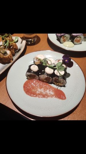 Green cabbage, hay
and lactofermended strawberry   at brEAThe Restaurant | Sushi végétal à Paris in Paris