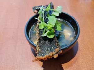 Miso soup at brEAThe Restaurant | Sushi végétal à Paris in Paris