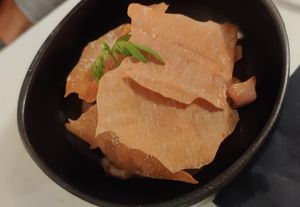 Dessert pêche verveine at brEAThe Restaurant | Sushi végétal à Paris in Paris