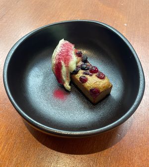 Pistachio and red fruits financiers, matcha weapped cream (Weekly menu)  at brEAThe Restaurant | Sushi végétal à Paris in Paris