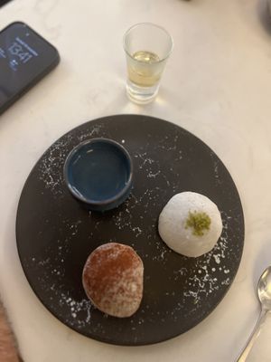 Café gourmand (with sake)  at brEAThe Restaurant | Sushi végétal à Paris in Paris