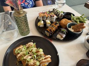 Tasting menu and some extra sushi. Each was delicious and wonderfully inventive in its own way.  at brEAThe Restaurant | Sushi végétal à Paris in Paris